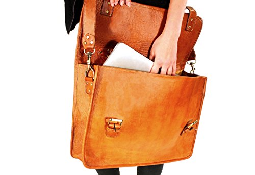 MaCorio Argan-Nature „Bobby“ 17,3″ Vintage Leder-Trendtasche, Umhängetasche, Collegetasche, Schultertasche, Unisextasche, Laptoptasche, Bürotasche, Aktentasche, Unitasche, Lehrertasche - 4