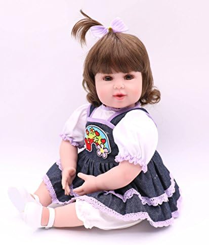 20"/50cm Realistic Soft Vinyl Silicone Reborn Baby Doll Real Life Like Newborn Dolls Brown Hair Xmas Gift
