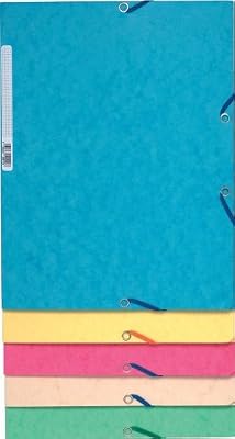 Exacompta - Réf 55550E - Un Paquet de 10 Chemises à Élastiques 3 Rabats en Carte Lustrée 400 g/m² 24x32 cm 5 Couleurs Assorties Pastels