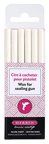 J.Herbin 35831T - 6 barras de cera para sello para pistola, blanda, color blanco