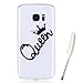 Produktbild Galaxy S7 Silikonhülle, Samsung Galaxy S7 Hülle mit Funny Krone Zitat Queen Muster, Edaroo Cartoon Katze Blumen Tier Bunt Farbig Entwurf Ultraslim Dünn Transparent Durchsichtig Klar Soft Weich TPU Gel Silikon Handyhülle Bückseite Schutzhülle Schutz Case Cover für Samsung Galaxy S7