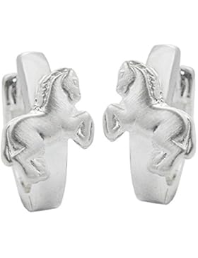 Unbespielt Schmuck Ohrschmuck Echt Silber Ohrringe Silber 925 Creolen Pferd matt klein für Damen und Kinder 11...