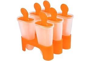 Wellehomi Ice Lolly Moulds Reusable DIY Frozen Ice Cream Pop Molds Ice Lolly Makers with Base Green or Orange