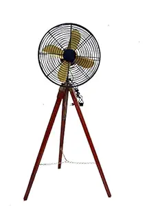 Nayra Antique Collection Introduce this full brass black Antique Fan, Floor Fan With Wooden Tripod