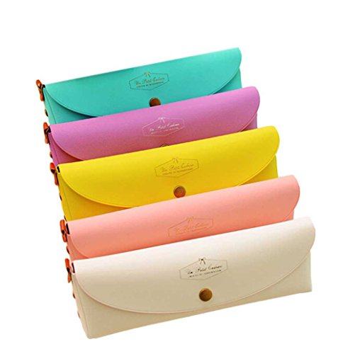 SAMGU Bleistift Kasten Bleistift Beutel Feder Tasche PU-Leder – Weiß - 3