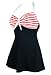 MiYang Vintage Sailor Pin Up Swimsuit One Piece Skirtini Cover Up Swimdress XL Black (red striped)