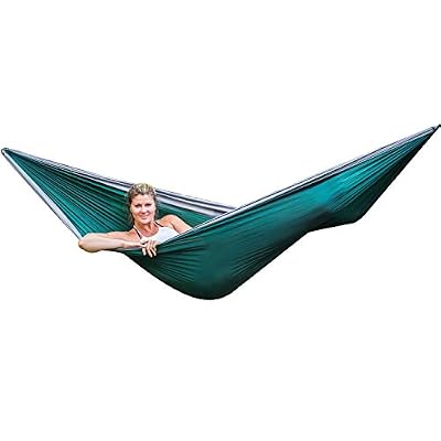 LAMURO Hamac Olive (275 x 140 cm, 300KG) avec Mousquetons, Ancres et Corde/Hamac Camping Portable dans Un Sac utilisé pour la randonnée, Les Voyages