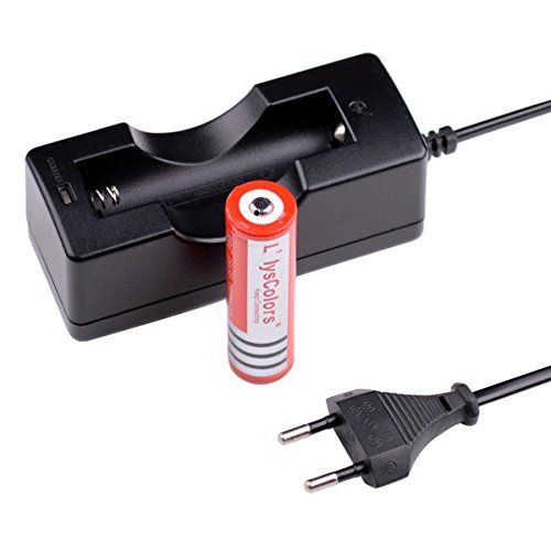 L’lysColors® UV LED Taschenlampe + 3,000mAh 3,7 V 18650 Geschützte Akku + Wired Einzel-Slot-Charger Kit - 6