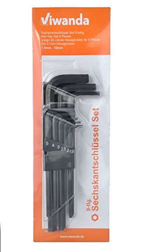 Viwanda Sechskantschlüssel, Winkelschlüsselsatz für Innensechskant-Schrauben, Set 9-teilig 1.5 mm – 10 mm DIN 911 - 3