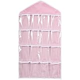 TOWAKM 16Pockets Freie HäNgende Tasche Socken Bra UnterwäSche Zahnstangen AufhäNger Speicher Organisator (Pink)