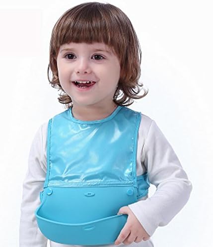 PRDX Baby Bib Waterproof Silicone Baby Bib Unisex Bib Baby Bib Apron, Less Time Cleaning after Meal for Toddlers