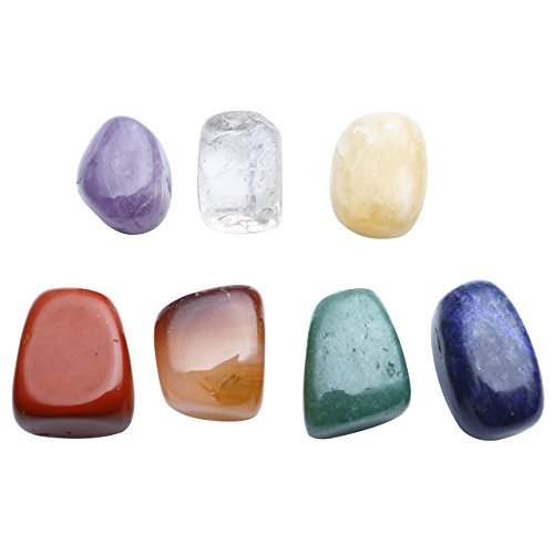Jovivi XG-15mmx25mm 7 Pièrres Chakras Naturelles Irrégularité Tibétain Bouddhiste Maison Bureau Décoration Bibelot + Coffret Cadeau