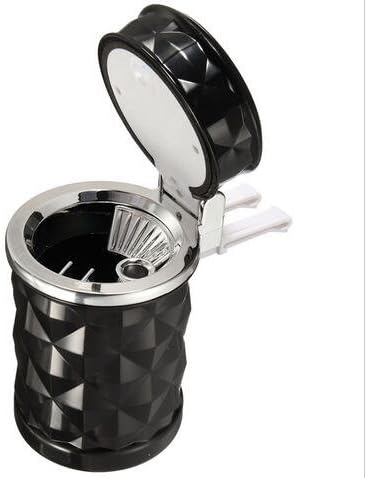 Protable Diamond Cup Holder Pattern Car Auto Portable Ashtray Can Holder Ash Tray with Blue LED Light Lexitek (Black)