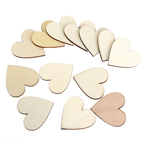 VORCOOL 100 Stück 40mm Herz Holz Scheiben Scheiben Für DIY Handwerk Verzierungen Naturholzscheiben - 2