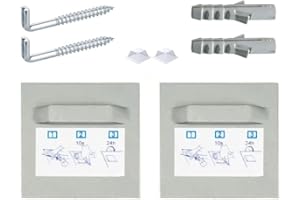 WANDBREITE Self-Adhesive Mounting Set, Picture Holder, Mirror Holder, Dibond Hanger, Adhesive Plates (2 x Holders, Screw Hooks, Silicone Buffers, 70 x 70 mm)