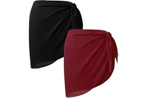 HSAJS 2 Pièces Wrap de Plage de Femmes,Paréo de Plage Cache-Maillot Robe de Plage Sarong Couverture de Bikini Jupes Wrap pour Maillot de Bain en Mousseline