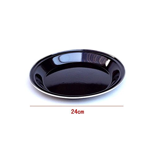 Travelmall 3 PCS Black Enamel Camping Picknick Ess-Set Platte Tasse Schüssel Emaille Cereal Bowls Reise und Camping Besteck Set für 1 Person (3pcs-Schwarz) - 4