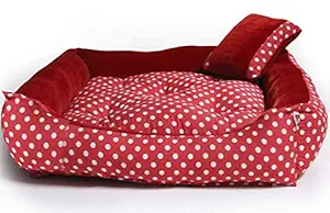 Pet Royale Premium Plush Pet Bed for Big Dogs - Twin Reversible - One Side Cotton and One Side Velvet with Extra Detachable Cover (Color-Multicolor,Mojo)