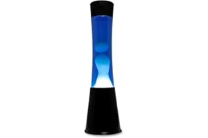Fisura - Blue Liquid Motion lamp from The 70s, Black Base, Blue Liquid and White Motion Effect, Bedroom Mood Light, 2 Wax Bulbs Included, Gift for Kids & Adults, 11 cm x 11cm x 39,5 cm - UK Plug