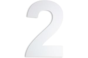 KTC-HOME - PREMIUM Hausnummer Weiß inkl. Montagematerial - pulverbeschichtet - Arial - Höhe 20 cm - RAL 9016 - rostfrei & wetterfestes Hausnummernschild - Hausnummer 2 -