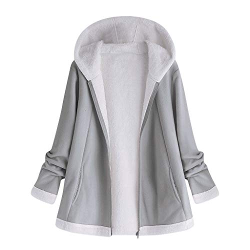 Preisvergleich Produktbild Damen Mantel Mode Winter Tasche Reißverschluss Lange Ärmel Kapuzenpullover Sweatshirt mit Kapuze Mantel Langärmelige Einfarbige Strickjacke Jacke mit Taschen Warmen Winter