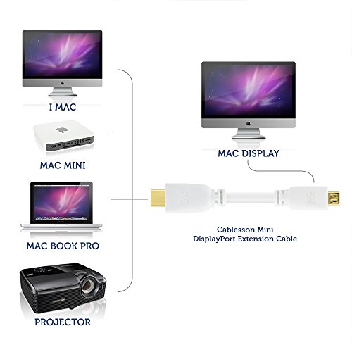 Cablesson 1 Meter / 1 m Mini Displayport Verlängerungskabel – Stecker auf Buchse Thunderbolt Anschluss (für Apple Mac, Apple LED Cinema Display, etc) 1080p - 7