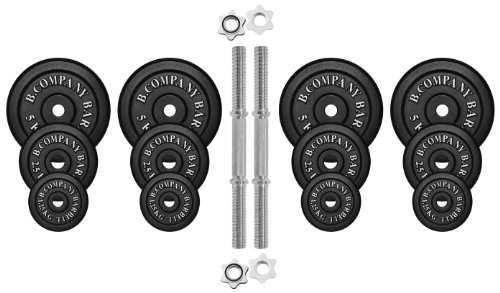 Guss Kurzhantel-Set 40Kg (2 x Kurzhantelstange 35cm und 4×1,25, 4×2,5 und 4x5Kg Hantelscheiben) Hantelset Hanteln Gewichte - 2