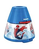 Philips Marvel Spiderman - Proyector y luz nocturna 2 en 1, luz blanca cálida, bombilla LED de 0,3 W, color azul
