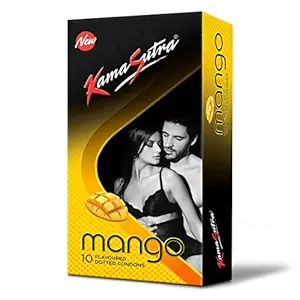 KS Mango Flavour Condom Made of Natural Rubber Latex for Men (10 Condoms in Each Pack)
