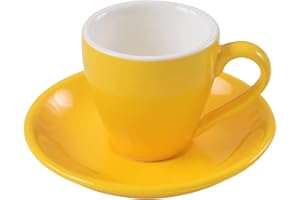 ionEgg Tazza da caffè in porcellana con piattino, tazza da caffè espresso, 80 ml, giallo