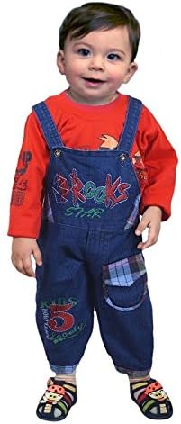 FOCILBaby Boy's and Baby Girl's Full Sleeve Fitta Denim Dungree With T-shirt for Kids