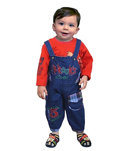 FOCILBaby Boy's and Baby Girl's Full Sleeve Fitta Denim Dungree With T-shirt for Kids