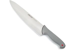 Arcos Couteau de Chef en Acier Nitrum avec Lame de 300 mm – Couteau de Cuisine Professionnel Polyvalent, Poignée Ergonomique en Polyoxyméthylène POM – Noir, Série Couleur Prof