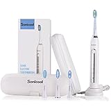 Sonicool Cepillo Dientes Eléctrico Recargable Sónico de 3 Modelos para Limpieza (Con 4 x Cabezal de Recambio)