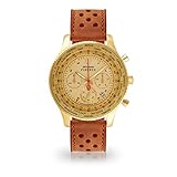 DETOMASO Firenze XXL Herren-Armbanduhr Chronograph Analog Quarz goldenes Edelstahlgehäuse goldenes Zifferblatt (Leder - Braun (Racing Style))