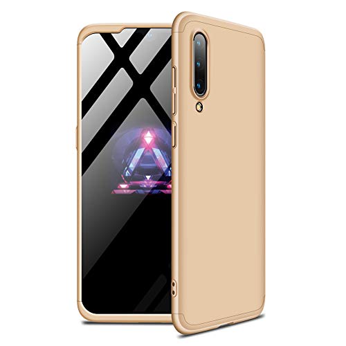AChris XiaoMi Mi 9 3 en 1 Slim Transparente Protectora Ultra Fina Ultra Hybrid Caso Carcasa Cover Case con Vidrio Templado Pantalla Protector Anti-rasguños Absorción de Choque Resistente- Oro