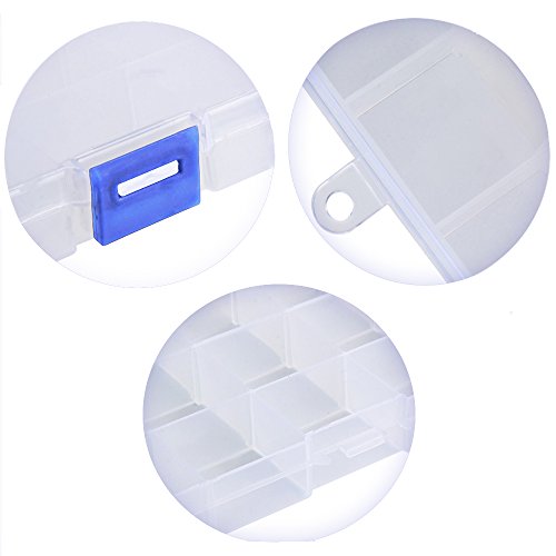 Josure 2 Stück Klar Plastik Aufbewahrungsbox Kunststoffbox Schmuckschatulle Plastikboxen mit 15 Einstellbare Grids für Schmuck Ring Ohrring Kleine Sachen - 3