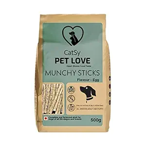 CatSy Munchy Sticks Dog Treats All Life Stages Dog Chew Sticks Munchy Stick | Munchies for All Breed Dogs. Dog Snacks (Natural Flavour , 500gm)