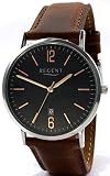Regent Herren Analog Quarz Uhr mit Leder Armband 11110814