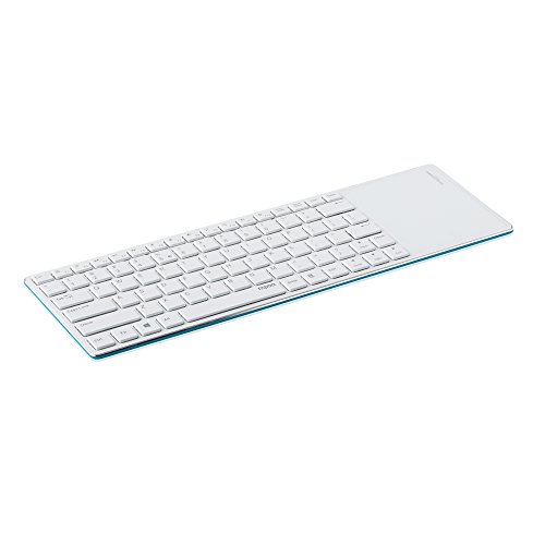 Rapoo E6700 Bluetooth Touchpad Tastatur (Aluminiumgehäuse, deutsches Layout) weiß-blau - 7