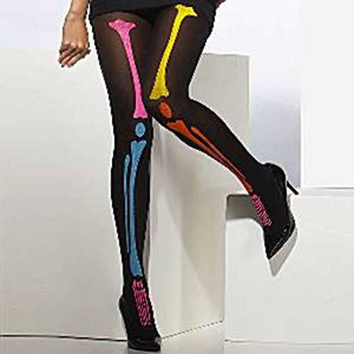 Preisvergleich Produktbild Halloween Neon Skelett Erwachsene Strumpfhose - Größe 10-14