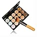 Fashion Base New 15 Colors Contour Face Cream Makeup Concealer Palette + Powder Brush With Free Body Art Stickers Removable Waterproof Temporary Tattoo Stickers (15 Color Concealer Palette&Brush)