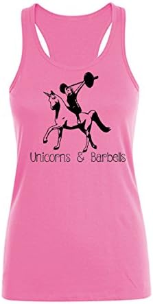 GO HEAVY Women Sport Tank Top - Unicorns & Barbells - Pink