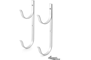 Uposao 2 Pcs Swimming Pool Pole Holder Wall Mount Aluminum Pool Pole Hanger Hooks for Telescopic Pole Skimmer Net Brush Silver