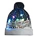 Produktbild HROIJSL Belichtete Bunte Lichter Weihnachtshüte LED Festliche Hutfaseroptik Lichtkappen LED beleuchtet hell gestrickte hässliche Strickjackefeiertag Weihnachten Weihnachtserbsen