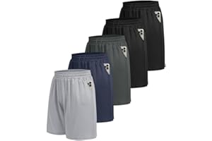 BOOJO Pack of 5 Men's Sports Shorts with Pockets, Quick-Drying Tracksuit Bottoms, Jogging Bottoms, Running Trousers for Gym, Basketball