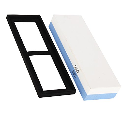 Witasm Schleifstein Abziehstein Doppelseitiger Wetzstein Körnung 1000 / 4000 mit Rutschfesten Silikon Halter - 2