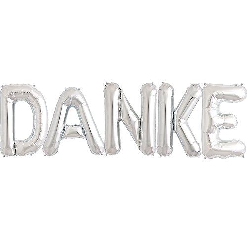 Folienballon Buchstabenset „DANKE“, silber – Silberner Hochzeitsballon mit Schriftzug „Danke“ - 2