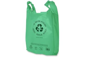 YOFADCI meridy Bolsas de Plástico Tipo Camiseta Resistentes, Reutilizables y Recicladas Tamaño 70% Recicladas Cumple Normativa Aptas Uso Alimentario 100 uds. (Verde, 42 x 53 cm)
