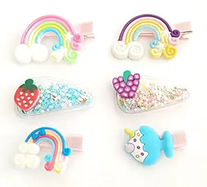 hair clips set for kids children (pack of 6)fancy hair pins for toddlers wedding party stylish hair accessories center clips combo